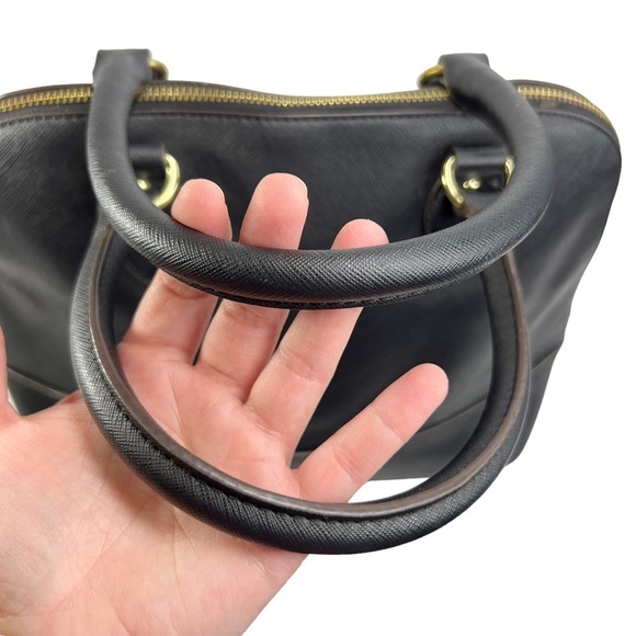 Anne Klein Black Structured Double Handle Dome Satchel Purse Bag - Picture 6 of 12